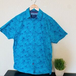 Tranquility & Mayhem palm leaf Hawaiian shirt tropical button up casual